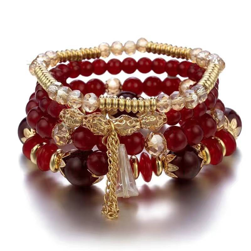 Wine and red bracelets